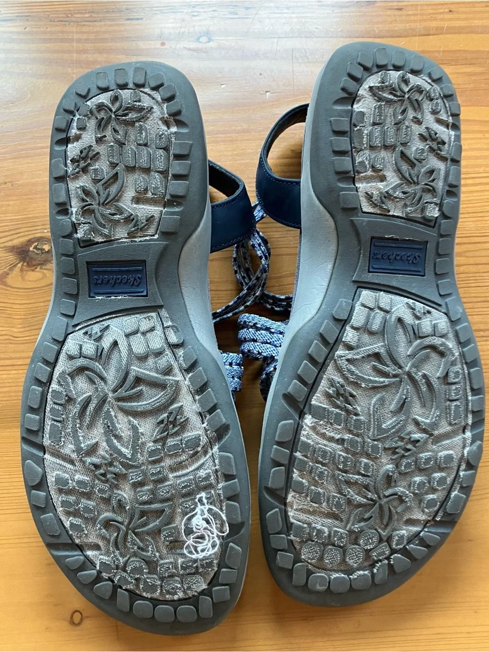 Skechers Women's Blue Braided-Strap Memory Foam Sandals